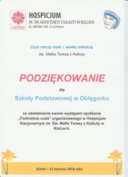 podziekowanie hospicjum